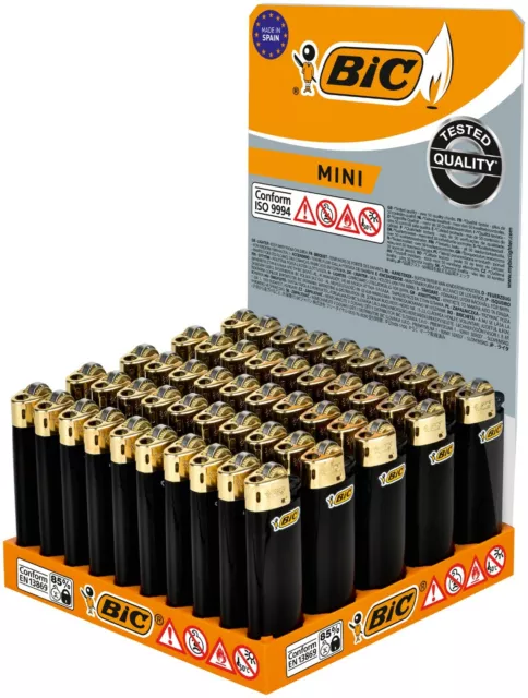 BIC Feuerzeug Reibrad Mini J25, schwarz/Gold 5 / 10 / 25 oder 50 Stück Original!