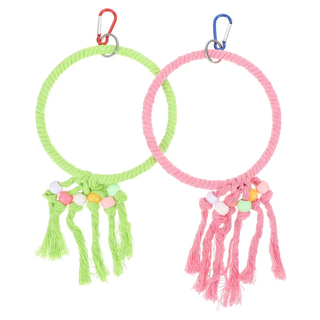 2 Pcs Kletterring Vogel-Seilschaukel Spielzeug Für Vogelkäfige Spielstand