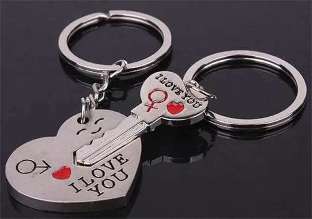 1 Pair Key to My Heart Charm Couple Keychain Keyring Love Gift Valentine's Day
