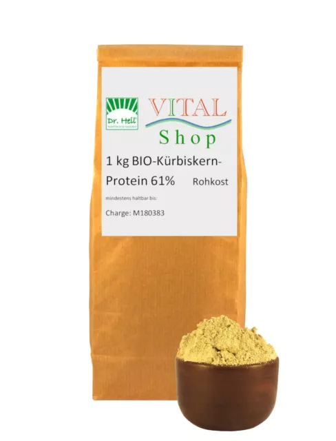 3x 1kg BIO Kürbiskern-Protein-Pulver 61% PROTEIN glutenfrei vegan