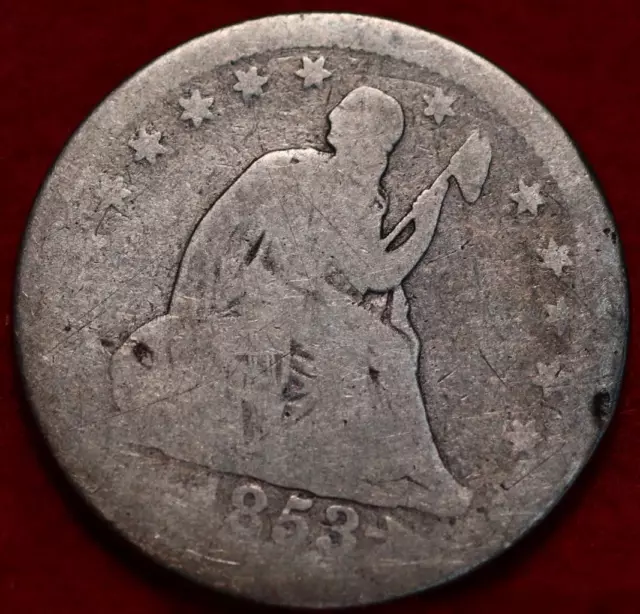 1853 Philadelphia Mint Silver Seated Liberty Quarter with Arrows and Rays