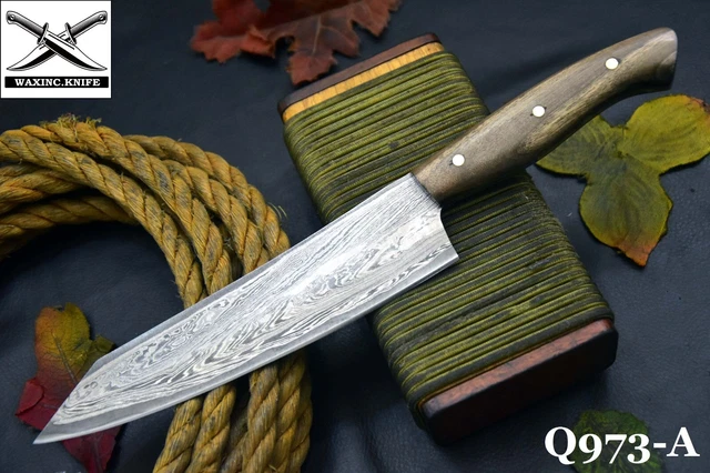 Custom San Mai Damascus Steel Chef Knife Handmade Walnut Handle (Q973-A)