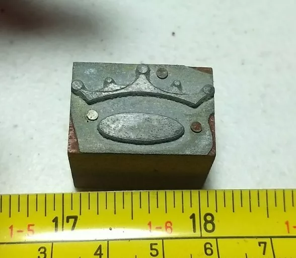 Vintage Letterpress Printing Block Crown Logo