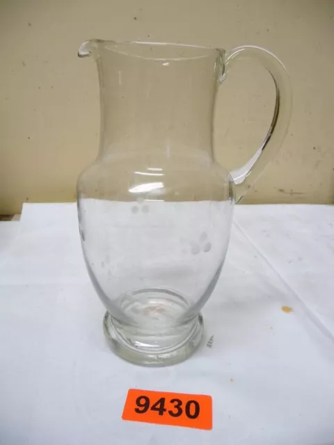 9430. Alter Jugendstil Glaskrug Glas Krug Kanne old glass jug