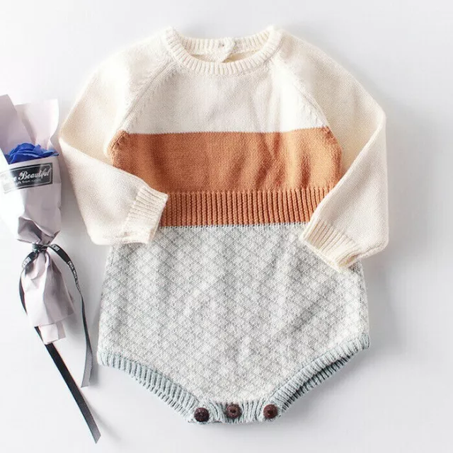 Gender Neutral Beautiful Baby Romper - Knitted Cotton Toddler Boy Girl Clothes