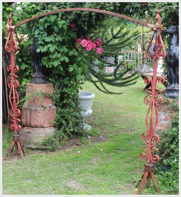 ROSENBOGEN SPALIER PERGOLA Tor Schmiedeeisen Sichtachse Maueranker 1900