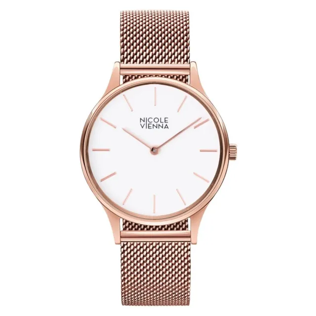 Orologio Donna Nicole Vienna,Quadrante Bianco,Oro Rosa Pvd,Bracciale Mesh,Milano