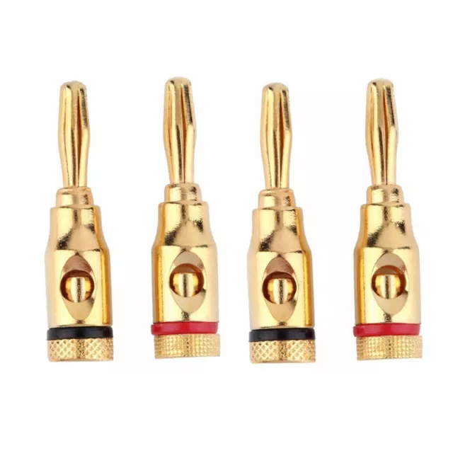 4Pcs X Musical Audio Speaker Banana Plug Cable Wire Connector 4mm Gold Plated