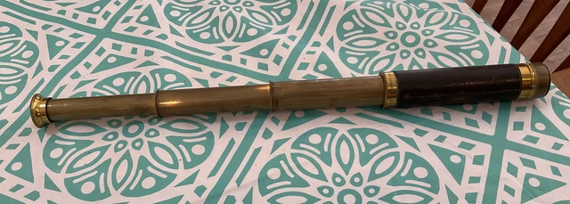Antique Brass And Leather Retractable Telescope