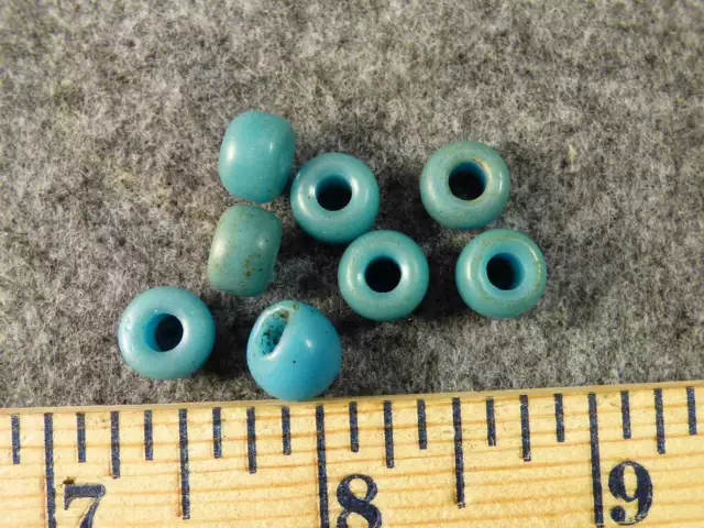 (8) Crow Indian Trade Beads Chief's Sky Blue Padres Fur Trade Era Pre-1800