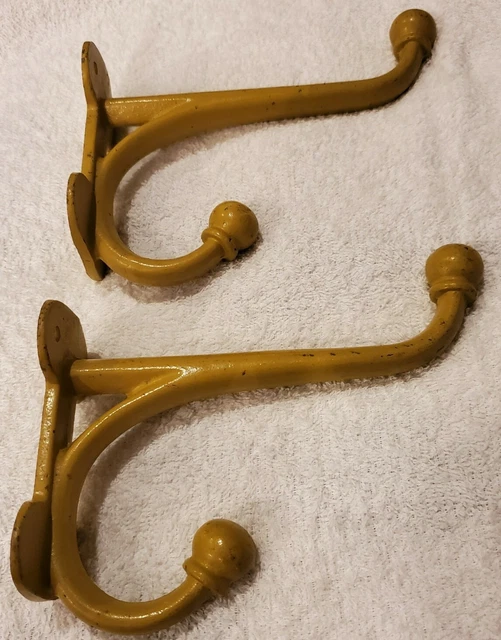 2 Vtg Cast Iron Ornate Yellow Shelf Brackets Architectural Salvage STC Japan 6x6