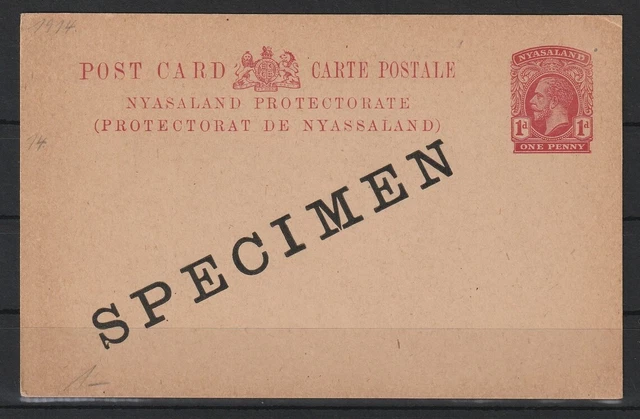 Nyassaland Ganzsache Karte SPECIMEN, ungebraucht #1097064