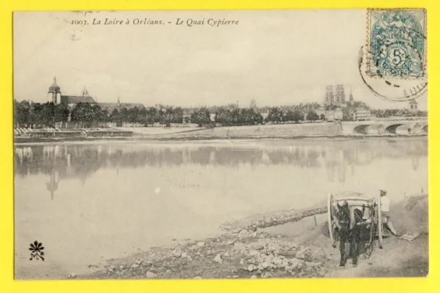 cpa Ecrite en 1904 FRANCE 45 La LOIRE à ORLÉANS Loiret Le QUAI CYPIERRE Attelage