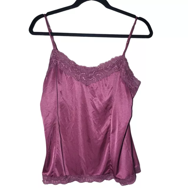 Worthington Womens Purple Lace Silky Cami Tank Top Size Large Y2K Dainty Summer