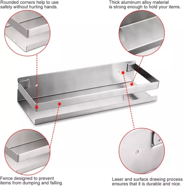 Mensola Angolare Da Bagno, in Acciaio Inox, per Bagno, Bagno, Doccia, Portaogget 3