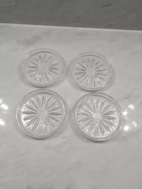 Set Of 4 Glass Coasters With Beveled Edge And Daisy Bottom