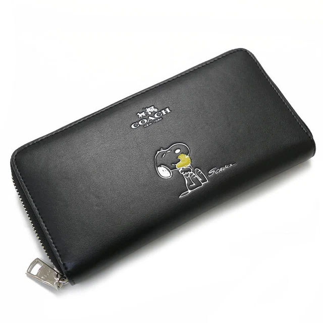 Coach Snoopy Collaboration Long Wallet Round Zipper Black F53773 #017