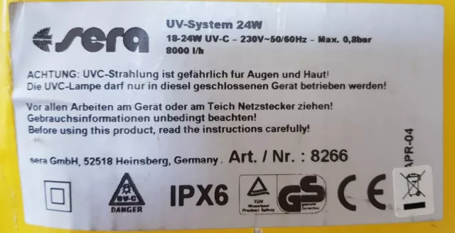 Sera Pond UV-System 24w pour bassins jusqu'à 12000 litres 2