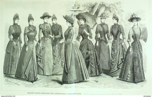 Gravure de mode Salon de la mode 1889 (Costumes dété)