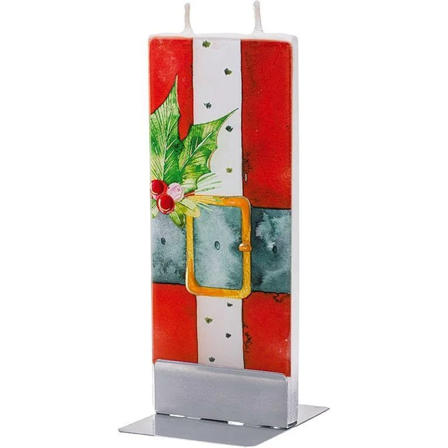 Flatyz Handmade Lithuanian Twin Wick Thin Flat Candle - Cinturón de Santa Claus