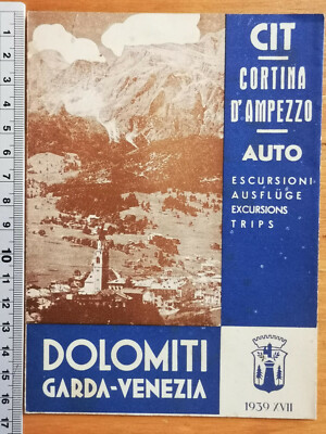 PIEGHEVOLE PUBBLICITARIO TURISTICO CORTINA D'AMPEZZO DOLOMITI BELLUNO 1939 CIT 