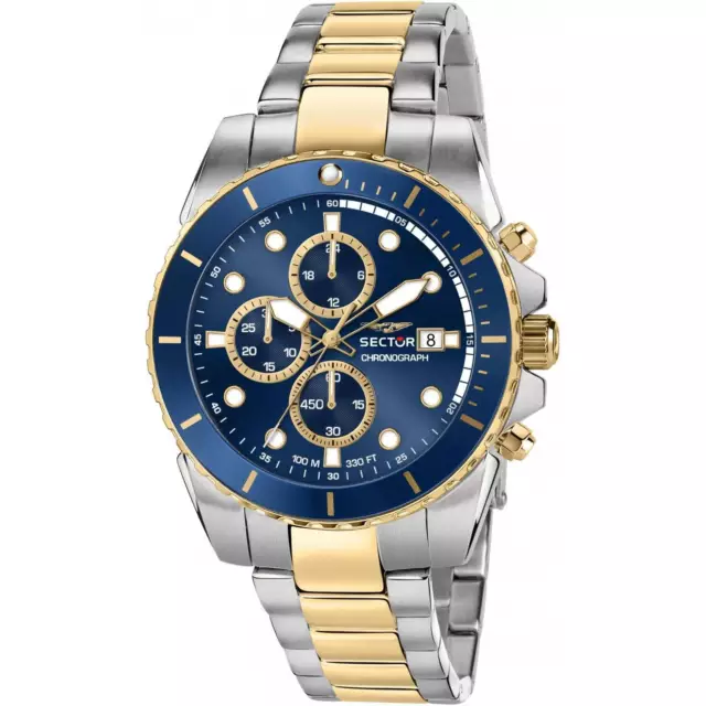 Orologio Sector 450 R3273776001 Watch Acciaio Bicolore oro Blu Cronografo Uomo