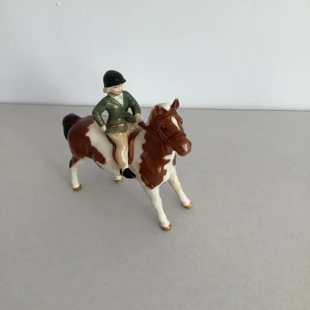 Vintage Beswick GIRL ON PONY Model 1499 SKEWBALD 1957-65 Early mark As Found