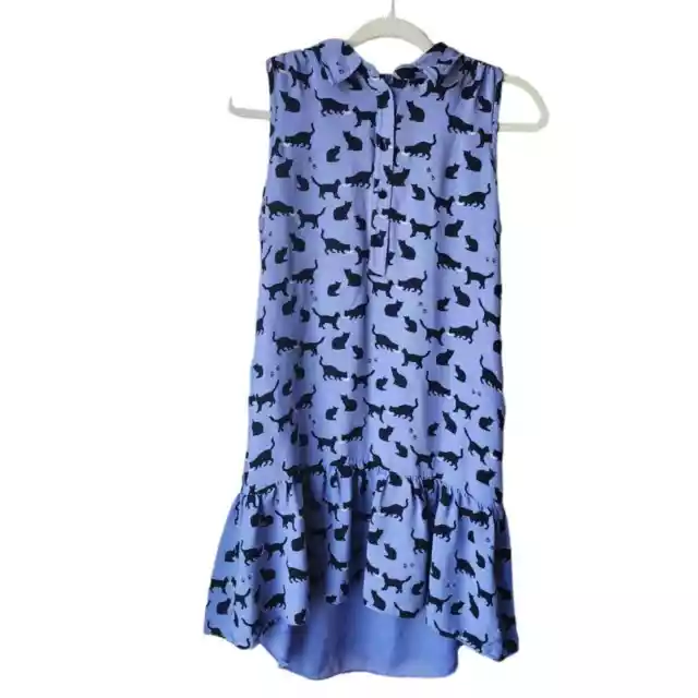 Kate Spade Blue Cats and Cream Dress without tie Side Pocket Size 4