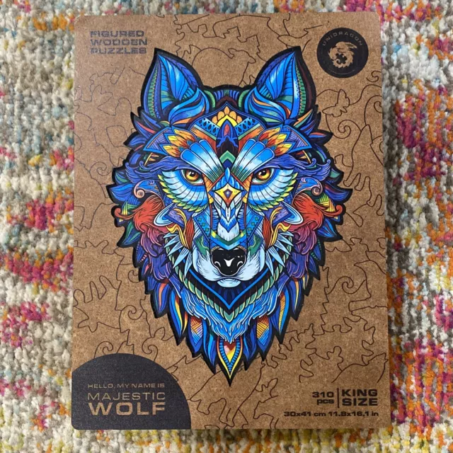 NEW Unidragon Majestic Wolf 310 Piece Figured Wooden Jigsaw Puzzle King Size