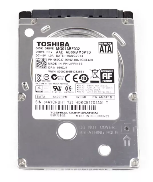 QTY 10 Dell 69CJ7 Toshiba MQ01ABF032 320GB 2.5" 7mm SATA 6Gbps 5.4K Hard Drives