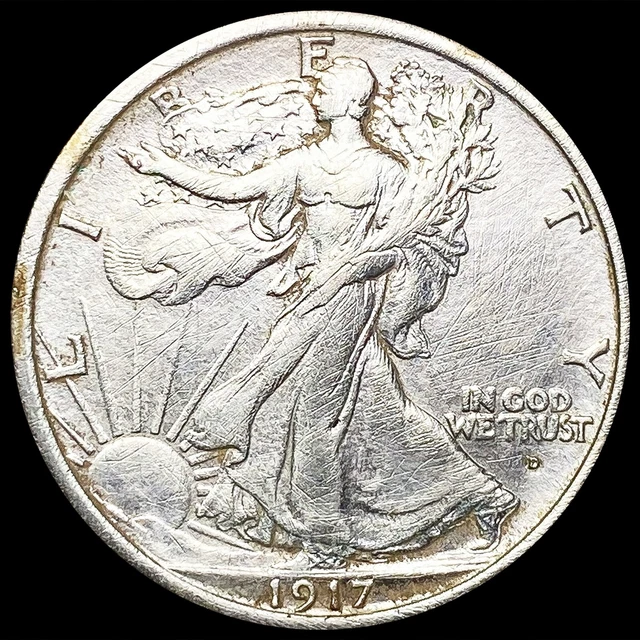 1917-D Seated Liberty Half Dollar Coin CLOSELY UNCIRCULATED