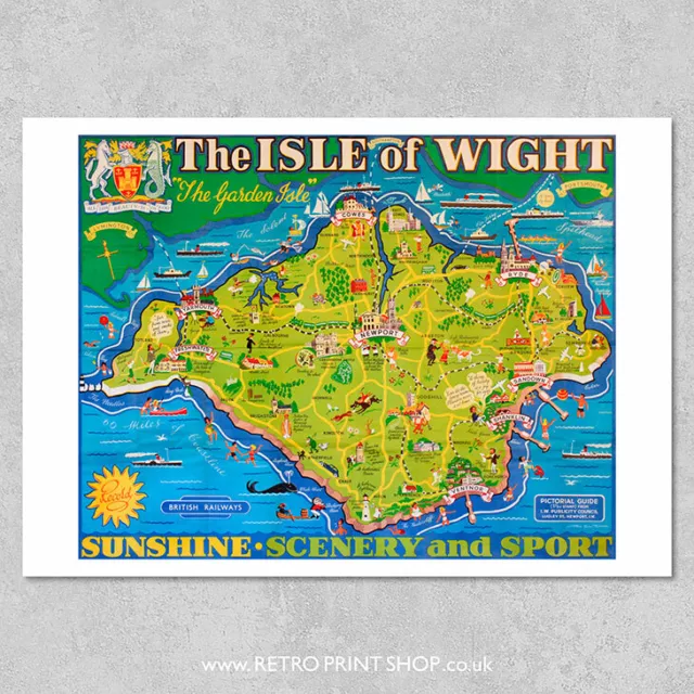 BR Isle of Wight Poster - Railway Posters, Retro Vintage Travel Poster Prints