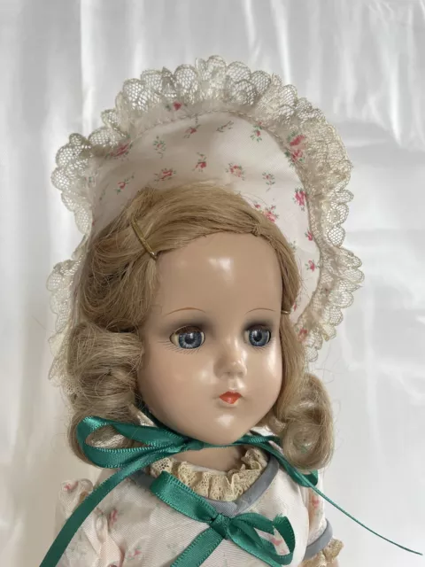 VINTAGE 1940s ARRANBEE R&B NANCY LEE 14.5” COMPOSITION DOLL SOUTHERN BELLE GOWN