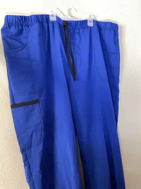 SCRUBSTAR Women's 2XL Antimicrobial Premium Drawstring Yoga Scrub Pants  Blue