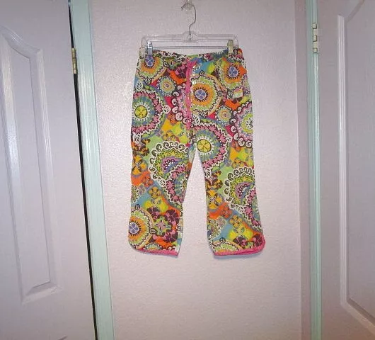 Vera Bradley HAPPY FLOWER Pajama Size S PANTS Light COTTON Capri POCKET