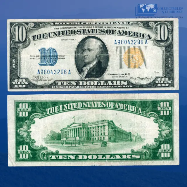 Fr.2309 1934A $10 Silver Certificate Yellow Seal "North Africa", VF #43296