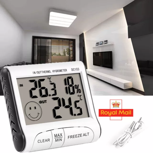 Digital LCD Indoor Outdoor Thermometer Humidity Meter Hygrometer Temperature