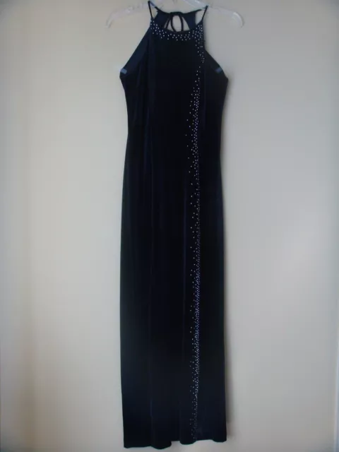 Zum Zum Niki Livas~Velvet~Slit~Halter~Black~Prom ~Long~Evening Dress~Size 9-10