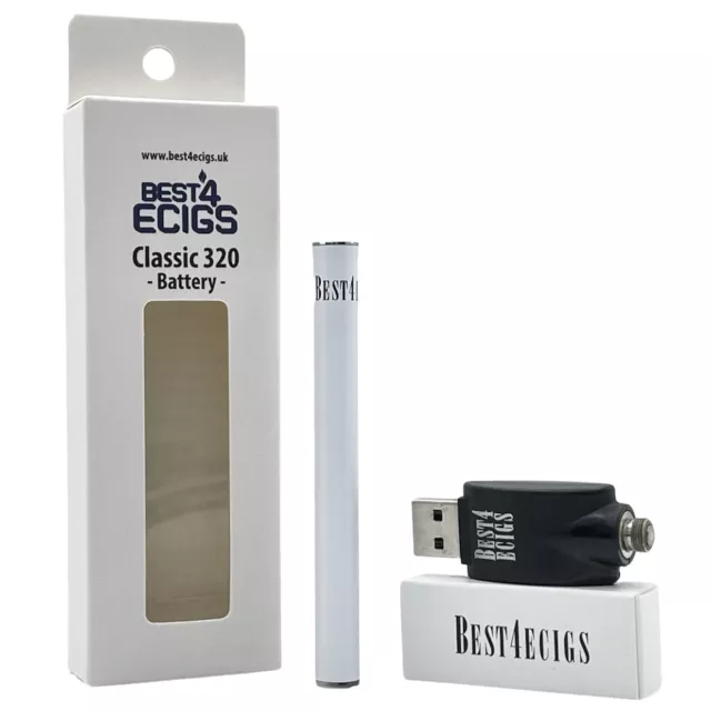 Best4ecigs Classic Battery Pole & Charger E-Cigarette Vape Device - White (1pk)