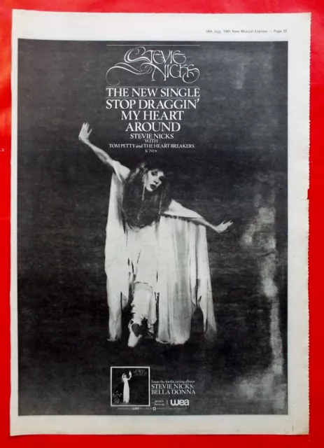 STEVIE NICKS STOP DRAGGIN' MY HEART AROUND POSTER ADVERT N.M.E. 1981 30 x 43 cm