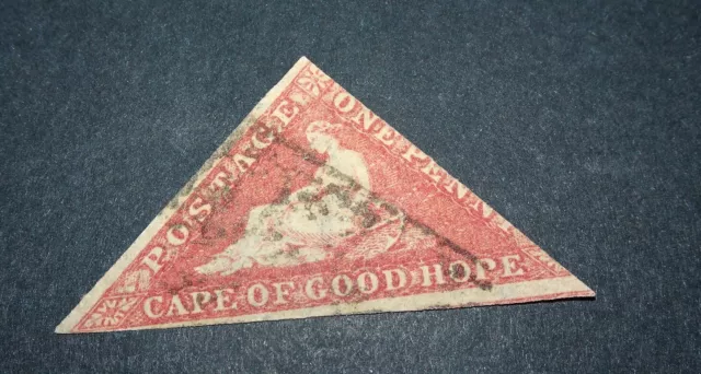 Cape of Good Hope 1855-1863.  1D  Deep Rose-red Triangle - Used