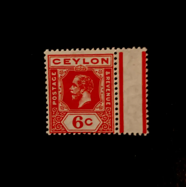 CEYLON SG 306a 6 CENT WATERMARK CROWN TO RIGHT OF CA  MNH