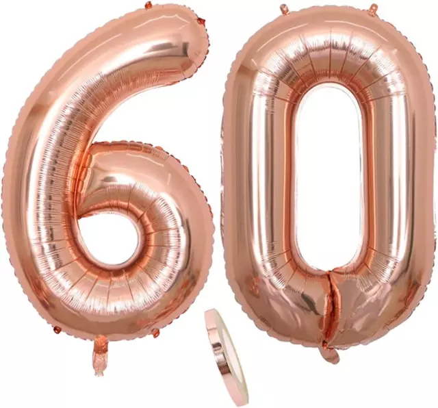 2 Numero Di Palloncini 60, Numeri 60 Anni Compleanno Decorazioni Oro Rosa Donna