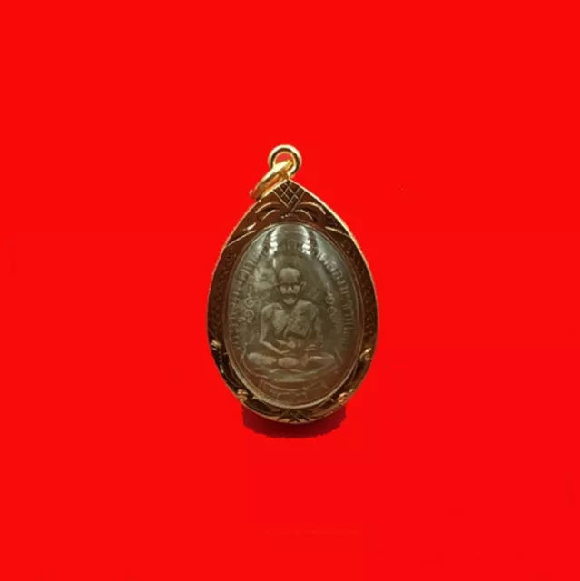 Thai Buddha Amulet Pendant Lp Suk Wat Pak Khlong Makham Thao 1923 Gold Frame