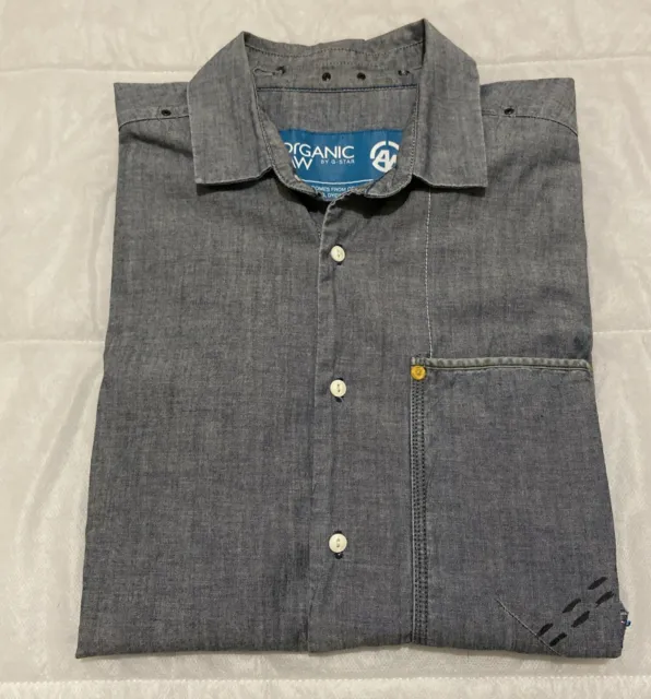 G-Star Organic Raw Men’s Long Sleeve Button Up Denim Shirt ~ Size L Gstar G Star