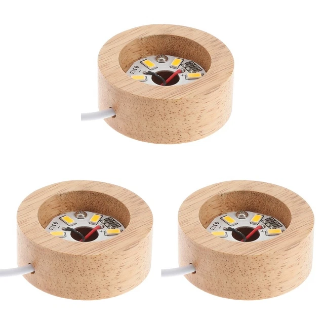 3 PCS WOOD LED Light Base Display Stand Lighted Decor Show Work £13.35