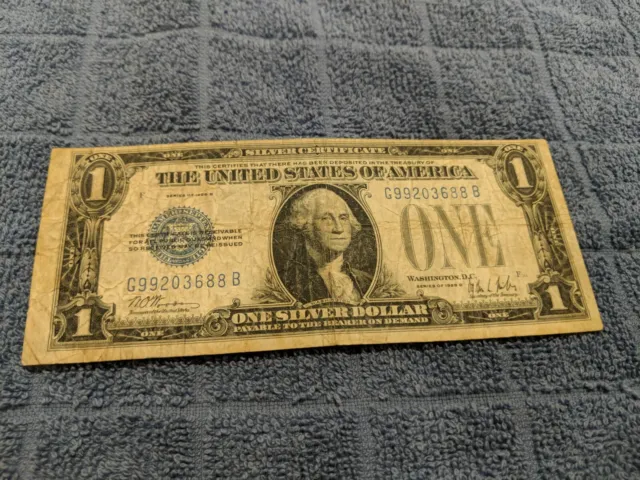 $1 One Dollar 1928B Series Silver Certificate Note Funny Back