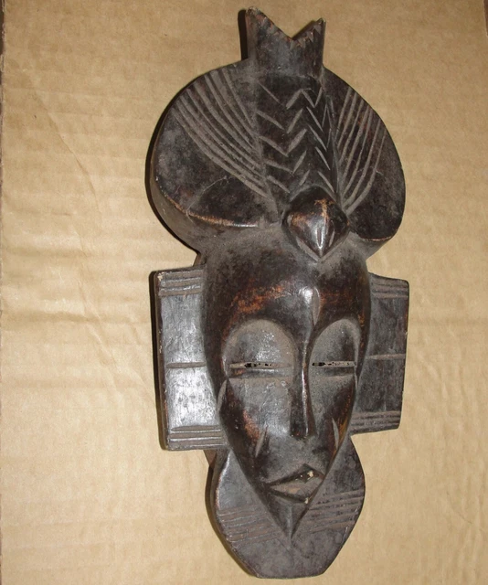 African Senufo Kpelie Bearded Bird Passport Mask Headdress Baule Cote D'Ivoire