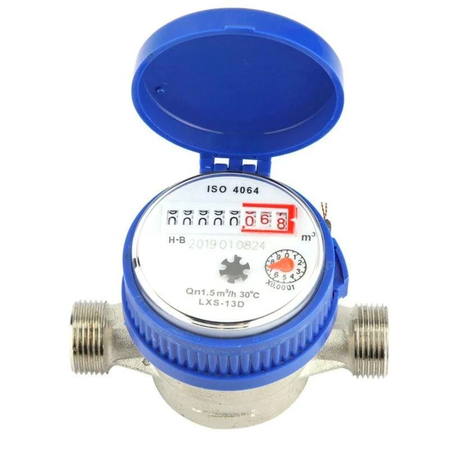 Copper Cold Water Gauge 15mm 1/2 Inch for Households Gardens - 1.5m3/h 0-40