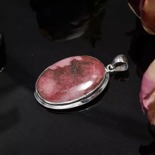 Elegant Rhodonite Gemstone Pendant 925 Sterling Silver Handmade Jewelry For Gift 3